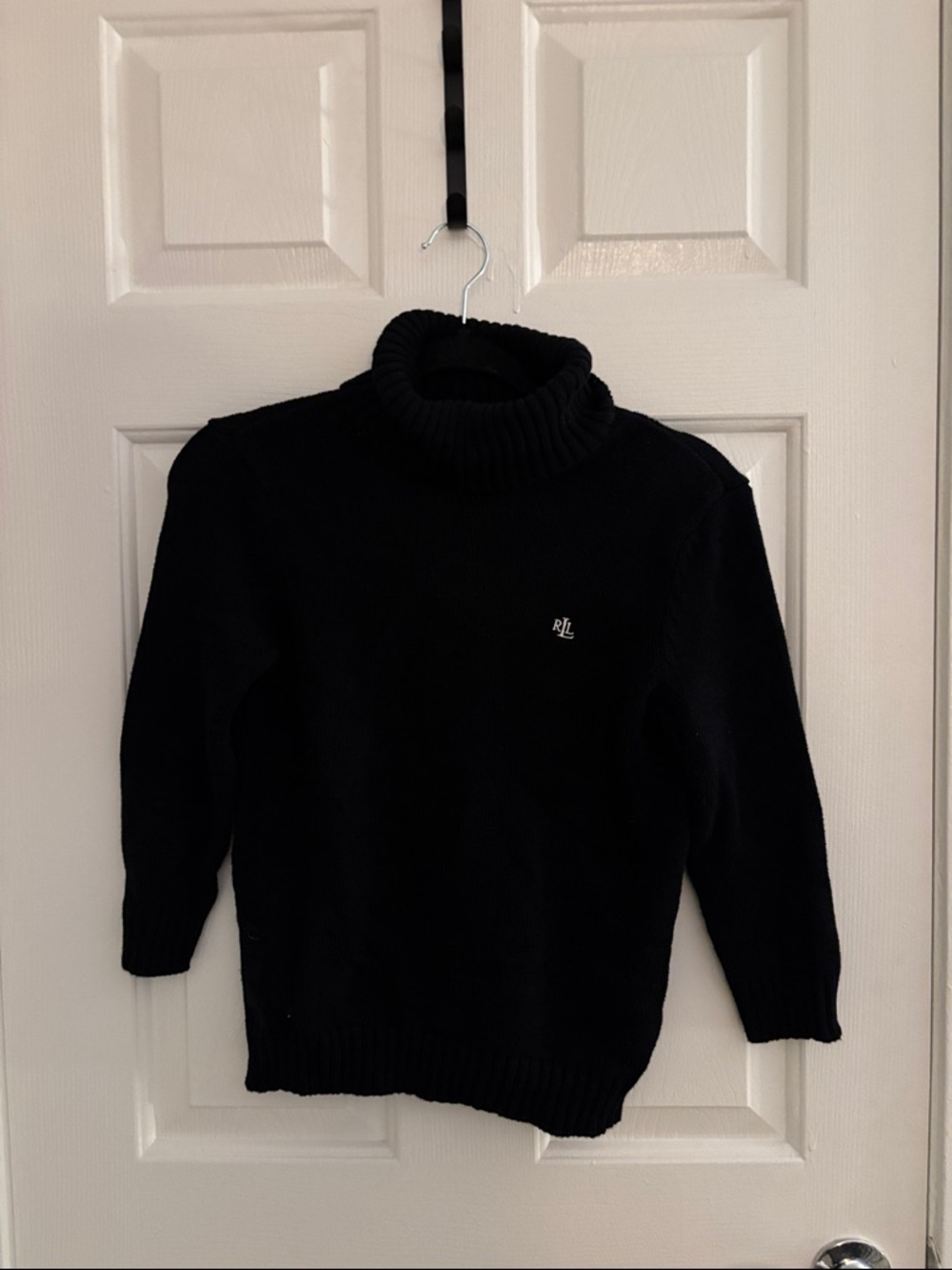 Lauren Ralph Lauren Black Ribbed Cotton Sweater Top